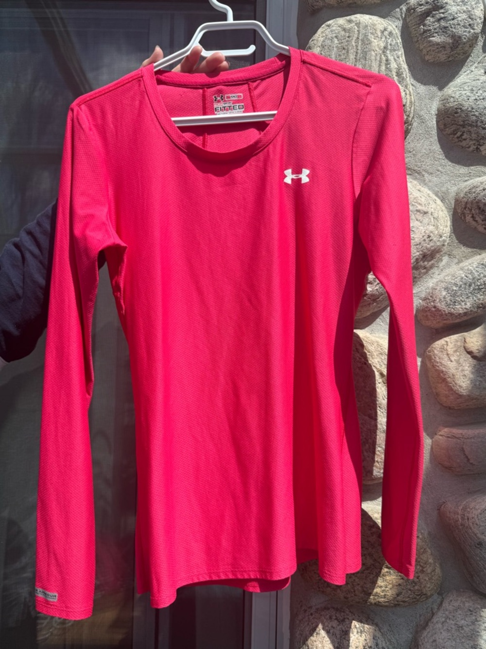 Under Armour HeatGear Fitted Long Sleeve Top Pink Size M